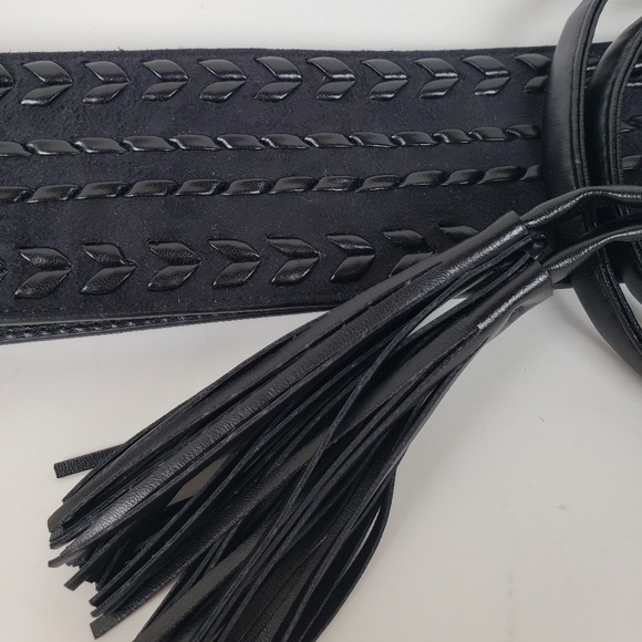 NWOT Express Black Tie Waist Belt, One Size - Picture 2 of 5